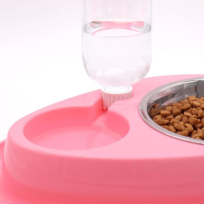 2-in-1 Pet Feeder and Waterer Set with Automatic Dispenser, Large Capacity Food and Water Bowl for Cats Dogs Puppies Bunnies