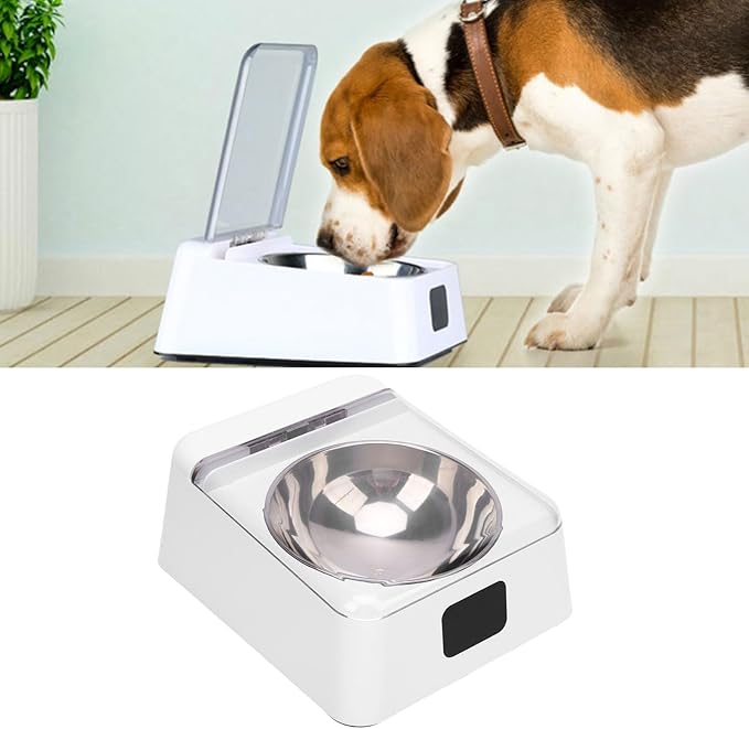 Zerodis 350ml Automatic Pet Feeder with Smart Infrared Sensor Lid, USB Rechargeable Food Dispenser for Dogs, Elevated Cat Food Bowl, Suitable for Indoor Camping Travel Cats Dogs Puppy,