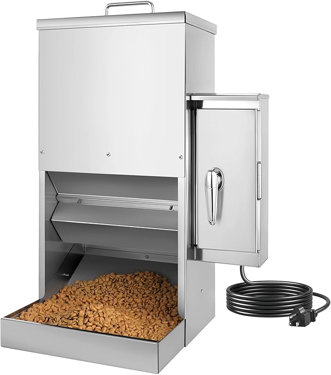 16L Dog Automatic Feeder for Large Pet Stainless Steel Dog Feeder with Timer, Wall-Mountable, Rodent-Proof, Extra-Large Tray for Large Pet