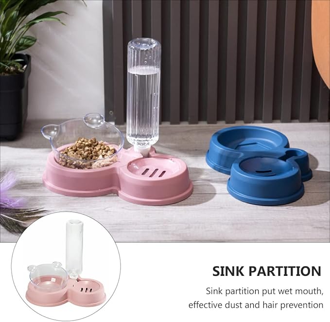 Mipcase Automatic Pet Drinking and Feeding Bowl Capacity Dual Design for Cats and Dogs Easy to Clean Non-Slip Base Eco-Friendly Material Pink Color