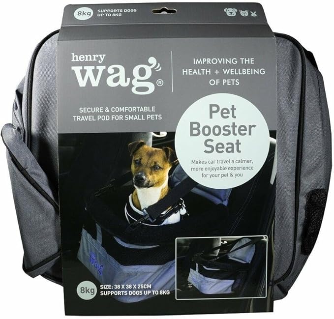 Pet Small Dog Car Booster Seat Road Trips Travel with Padded Base & Tether Clip
