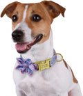 Custom Flower Dog Collar Nylon Floral Printed Pet Dog Collars Personalized Puppy Collar for Small Medium Large Dogs Cat Pitbull 151 Purple M