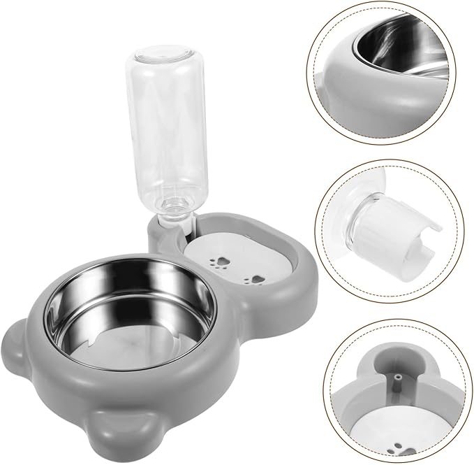 SUPVOX Automatic Cat Feeder and Water Dispenser Dual Functionality Cat Bowl Neck Protection Elegant Design for Home and Pet Shops
