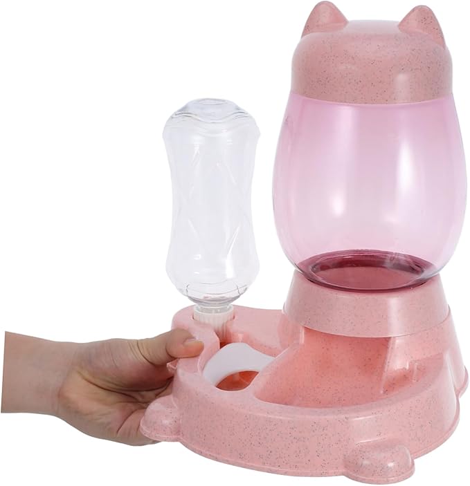 FRCOLOR Automatic Cat and Dog Water Feeder Cat Ear Design Convenient Pet Water Dispenser Capacity Smooth Surface Safe Material Pink