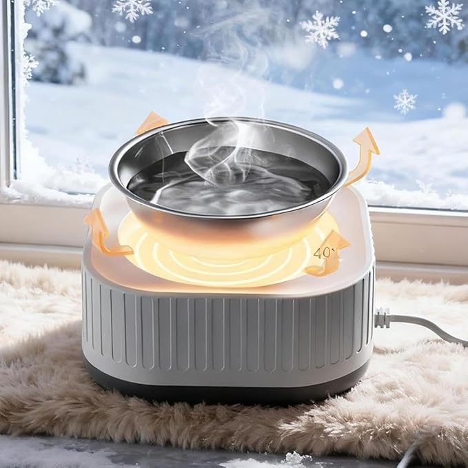 Automatic Winter Outdoor Heated Pet Water Bowl - Stainless Steel Thermostatic Warming Dish for Dogs, Cats & Chickens - Anti-Chew Cord Thermostatic Bowl for Small Animal (1PCS B)