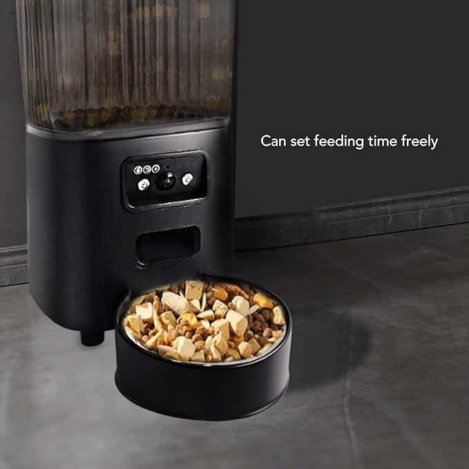 5L Automatic Cat Feeder, Large Capacity Pet Food Dispenser Button Control Timed Dog Feeders with Stainless Steel Bowl for Pets Cats Dogs (Single Bowl)