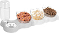Yummy Sam Raised Four Cat Dishes for Food and Water, 15° Tilted 4 in 1 Small Pet Feeding Bowls Set with Automatic Water Bottle and Triple Food Bowls, Pet Feeder for Small Medium Pets Dog Puppy Cats