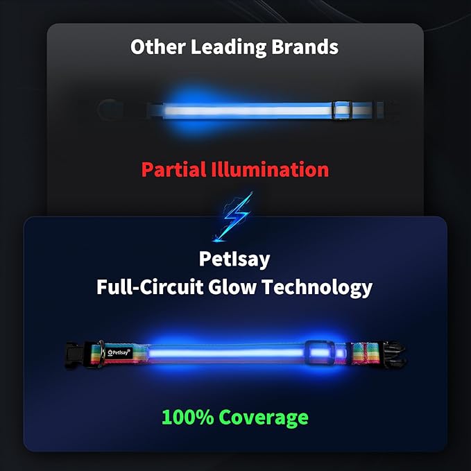Premium LED Dog Collar for Night Walking - Light up Dog Collar Cycle 7 Solid Colors - Lighted Dog Collars USB C Rechargeable - Waterproof Glow in The Dark Dog Collars - Adjustable, Fashion, Safety(L)