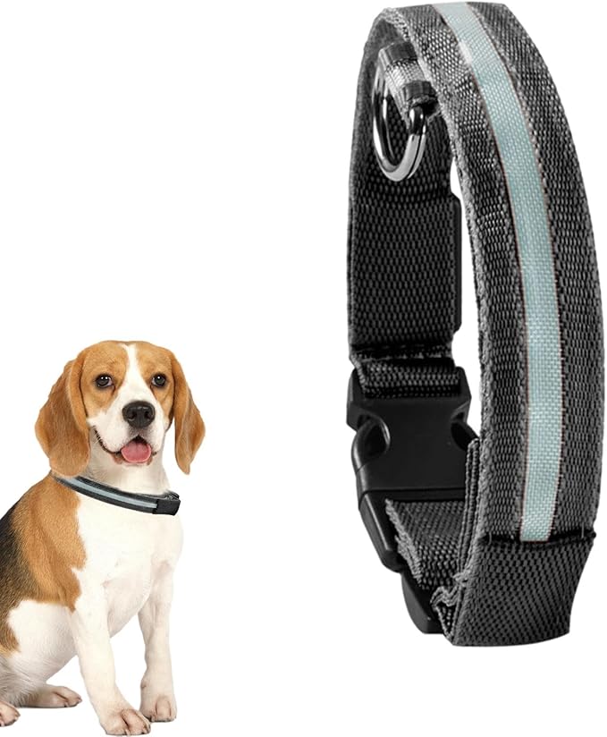 Pet Collar, Dog Training Collar with Night Visibility, 3 Flashing Modes, Rainproof Rechargeable Pet Collar, 500mah Battery, Adjustable Dog Light Collar, Waterproof Dog Collar for Large Dogs
