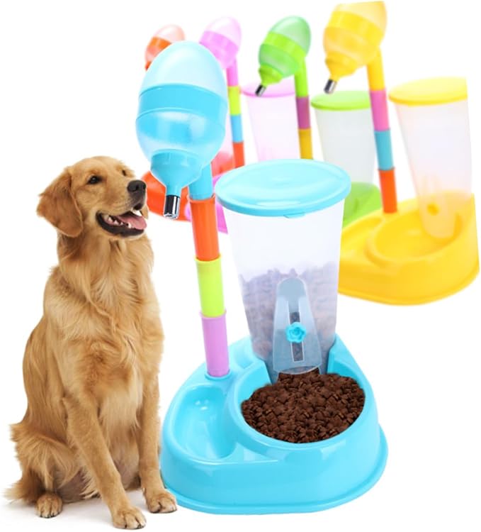FRCOLOR Dual-Function Automatic Pet Feeder and Water Dispenser for Dogs and Cats Gravity Feed Design Easy Busy Pet Owners