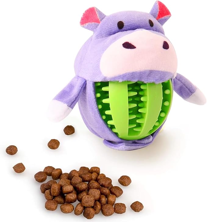 Tumbo Sniff & Seek Pals Dog Toy - Hide & Seek Treat Ball, Plush Animal Cover, Interactive Snuffle Toy for Enrichment & Boredom Relief (Hippie The Hippo (Green))
