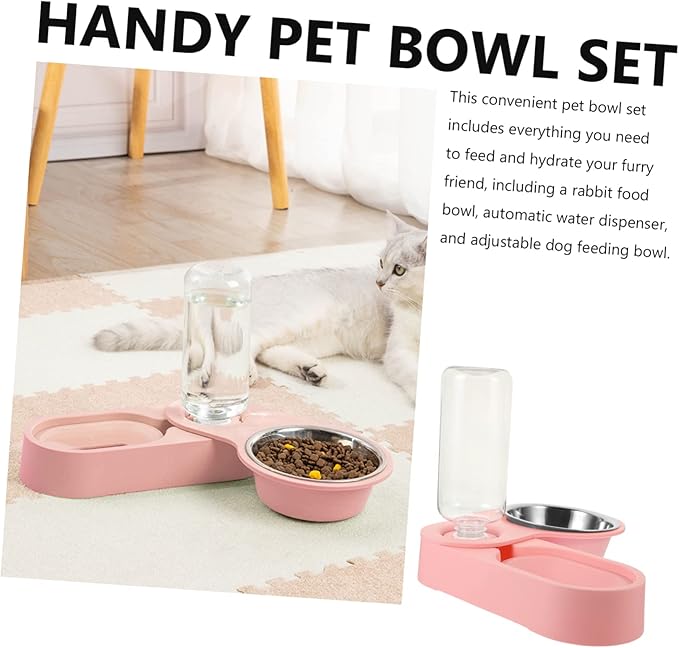 Cat Feeder Dispenser Auto Feed Elevated Stainless Steel Bowl Food Water
