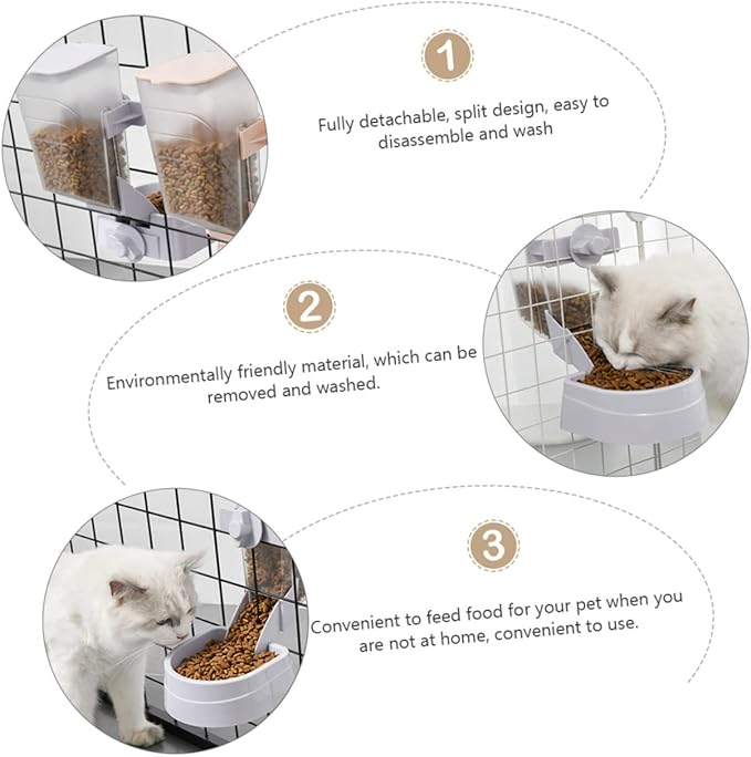 1pc Hanging Pet Bowl Automatic Cat Feeder Dog Food Container Gray -tip Design for Smooth Dispensing for Crates and Cages for Pets