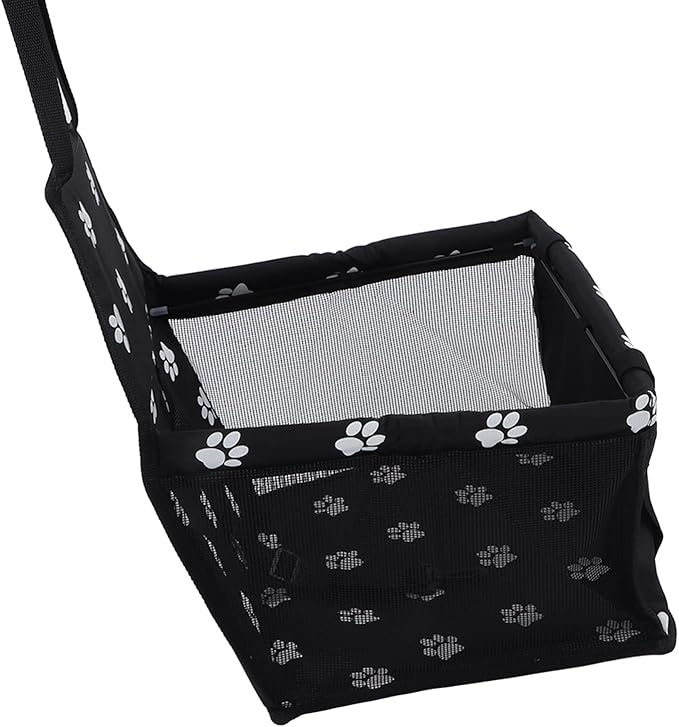 Alomejor Pet Car Seat Breathable Slip Proof Safety Leash Design Dog Car Basket for Puppy Cat (Black)