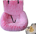 Dog Car Seat with Thick Cushion Travel Pet Bed with Seat Belt Car Seat Dog Bed for Large and Small Dogs (Gradient Pink, Medium)
