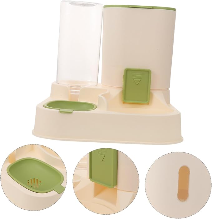 GANAZONO Automatic Water Dispenser for Cats Dogs Dual Bowl Design Detachable Fresh Food Water Easy Maintenance