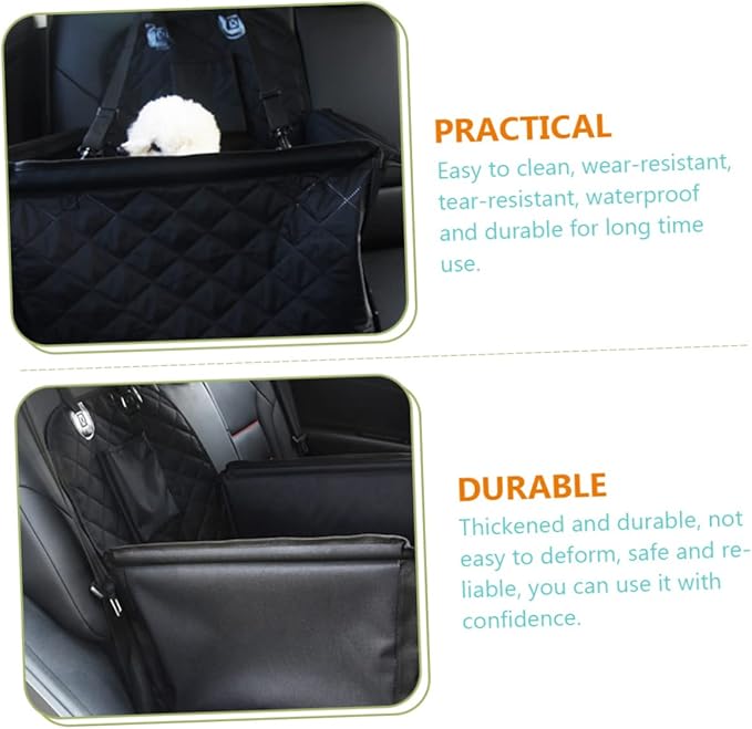Dog Car Seats Thickened Cushion with Storage Pocket Safety Belt Easy Travel Lightweight Portable Durable Dog Car Accessory