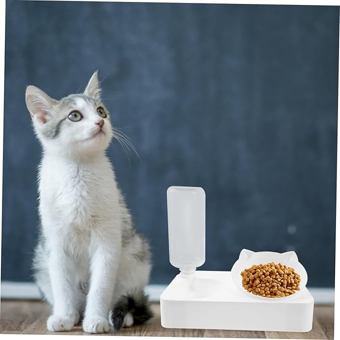 POPETPOP Pet Automatic Water Dispenser with Capacity Tilted Slow Feed Bowl Durable Material for Dogs and Cats Easy to Clean Waterer