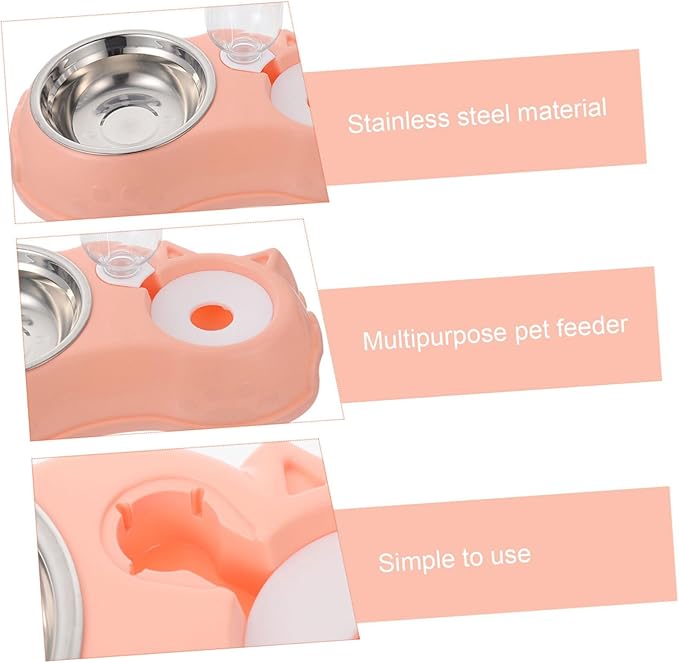 BESPORTBLE 1set Automatic Pet Feeder and Water Dispenser Dual Bowl and Cats Removable Transparent Bottle Use
