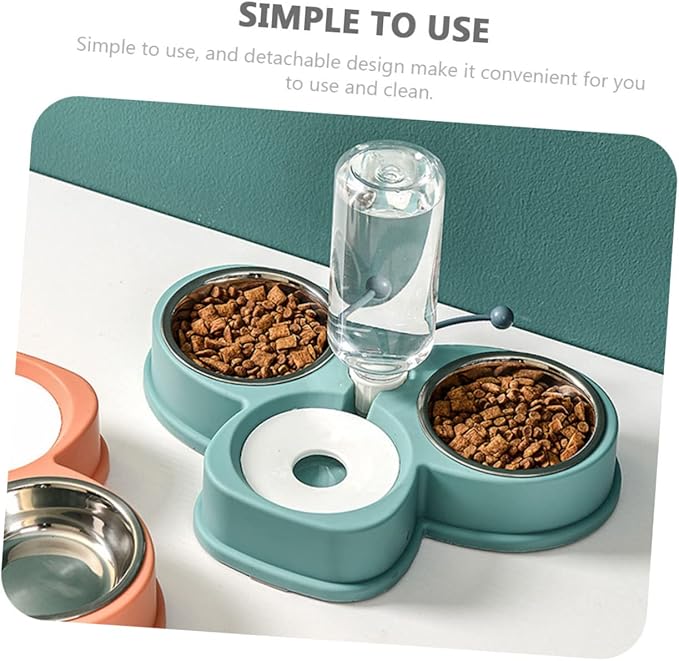 Convenient Automatic Pet Water Feeder Food Dispenser for Cats and Dogs Dual Bowl Design Non- Base and Pet Stores