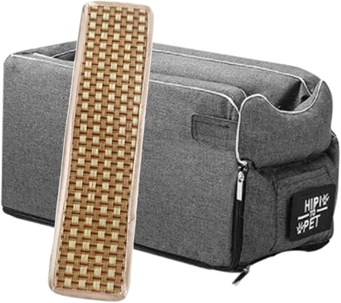 Pet Car Booster Seat Portable Breathable Travel Carrier Stable Puppy Dog Car Seat Summer Cooling Mat (Grey)