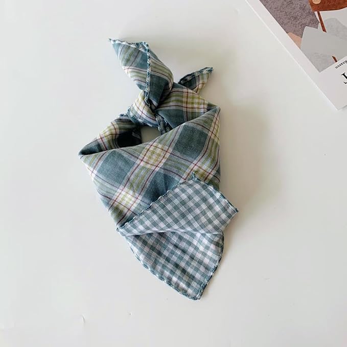 Double Layers Two Tones Dog Cotton Square Bandana Bibs Scarf Kerchief for Small Medium Dogs Boy or Girl - DCB12 G&W