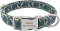 Custom Dog Collar Nylon Floral Engraved Pet Puppy Collar Print Personalized Name Collars for Small Medium Large Dogs Pitbull Blue 8 M