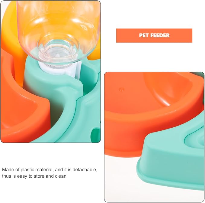 BESPORTBLE Dry Wet Food Separation Pet Feeder Bowl Set with Water Dispenser, Small Dog and Cat Feeding Station, Automatic Pet Feeding and Drinking Supplies for Home Use