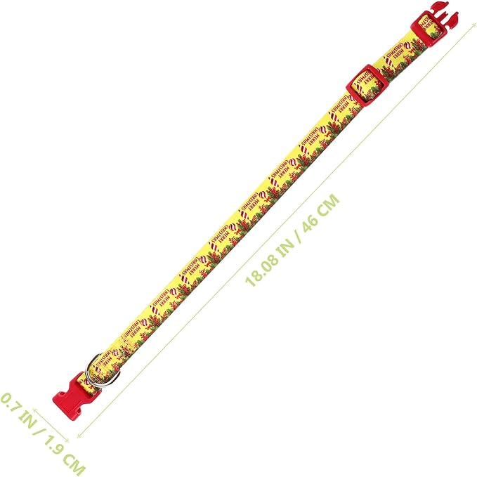 Mipcase Christmas Dog Collar Adjustable Soft Xmas Puppy Collar with Quick Release Buckle M Size Christmas Yellow for Small Dogs and Kittens
