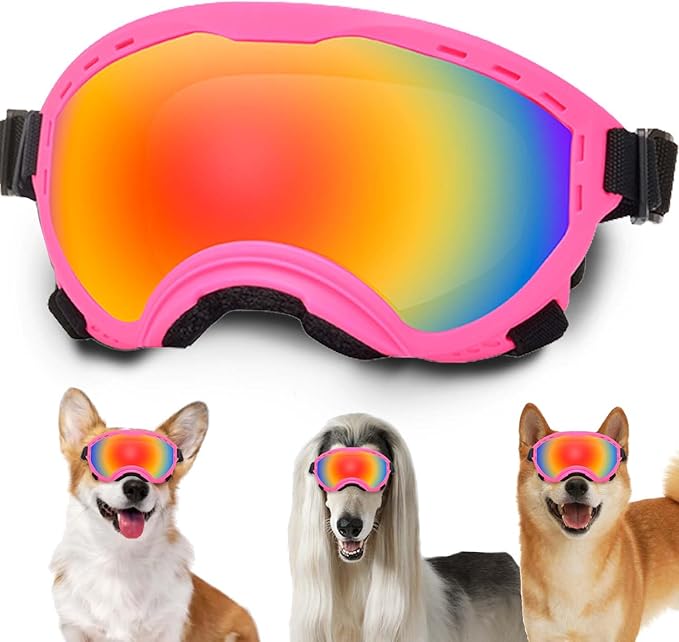 Dog Sunglasses with Adjustable Strap, UV Protection, Winproof Puppy Sunglasses, Suitable for Dogs Eyes Protection,Soft Dogs Goggles