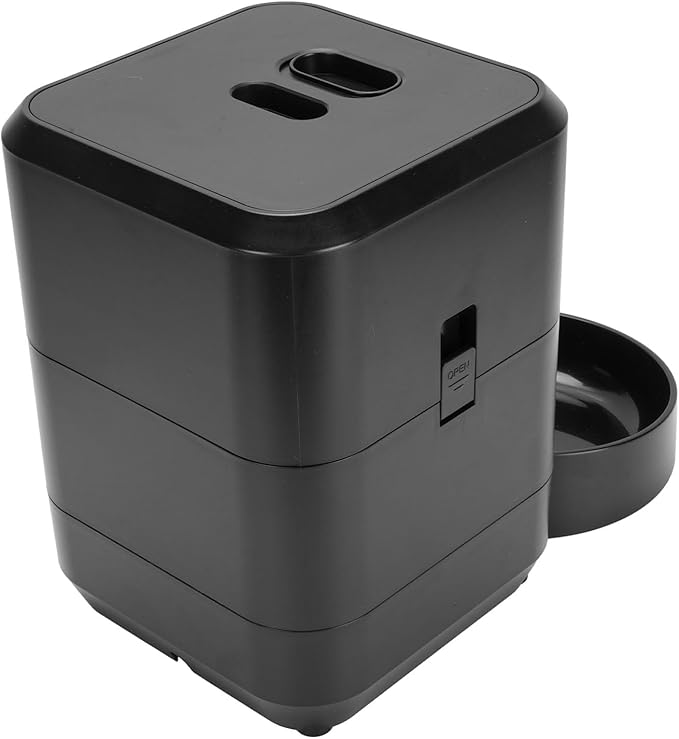 ANGGREK Timed Dry Food Dispenser, Large Capacity Timing Feeding Portion Control Automatic Pet Feeder for Dogs Cats (Black)