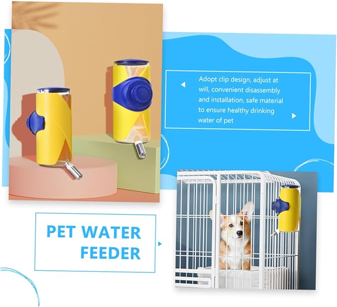 Sosoport Household Dog Waterer Wear-Resistant Pet Feeder for Cats Dogs Automatic Hanging Water Dispenser for Pets Easy to Refill Cage Accessory