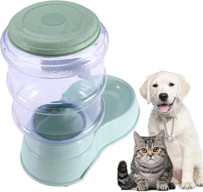 BESPORTBLE Automatic Pet Food and Water Dispenser Plastic Feeder for Dogs and Cats Easy to Clean Fresh Water Supply Green Color for Busy Pet Owners
