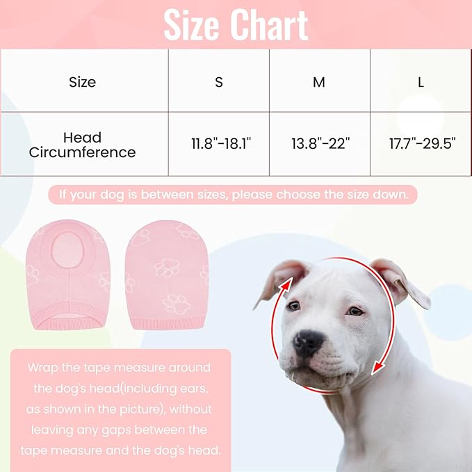 Nanaki Dog Hats Calming Hoodie-Dog Ear Covers Head Cover Protector Hematomas Wraps, No Shake Ear Wrap Muffs Noise Protection, Anxiety Relief, Fireworks, Grooming, Thunderstorm, Bath, Vet Visit