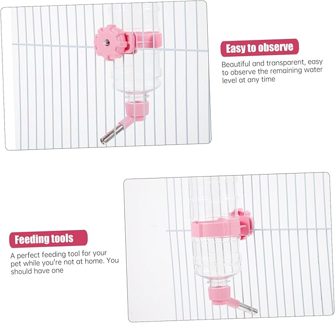 HANABASS Automatic Pet Water Feeder 473ml Capacity Pink Rabbit Cat Drink Dispenser