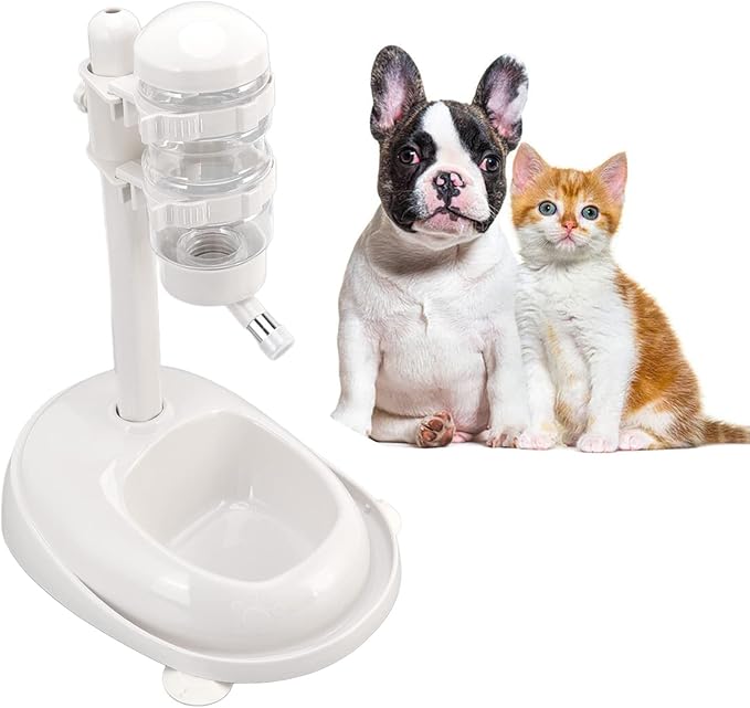 Pet Bowl Water Dispenser Automatic Prevent Slip Detachable Adjustable Dog Standing Water Food Feeder for Puppy Cat 2 in 1 Design Non Slip Base Clean Hygienic Rotatable Liftable
