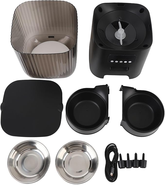 Automatic Cat Food Dispenser, Timed Pet Cat Feeder, Multi Meal Schedule for Cat Dog, Large Food Storage Container for Daily Feeding, Detachable for Easy Clean (Dual Bowls)