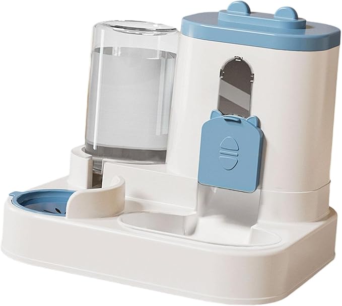 Automatic Pet Feeder and Waterer Dog Feeder 2 in 1 Anti Slip Large Capacity Feeding Station for Cats and Small Dogs Indoor, Blue