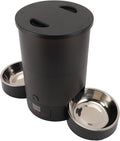 Automatic Dog Feeder, 3L Large Capacity Automatic Cat Food Dispenser Storage Sturdy for Pets Dogs Cats (Black Double Bowl)