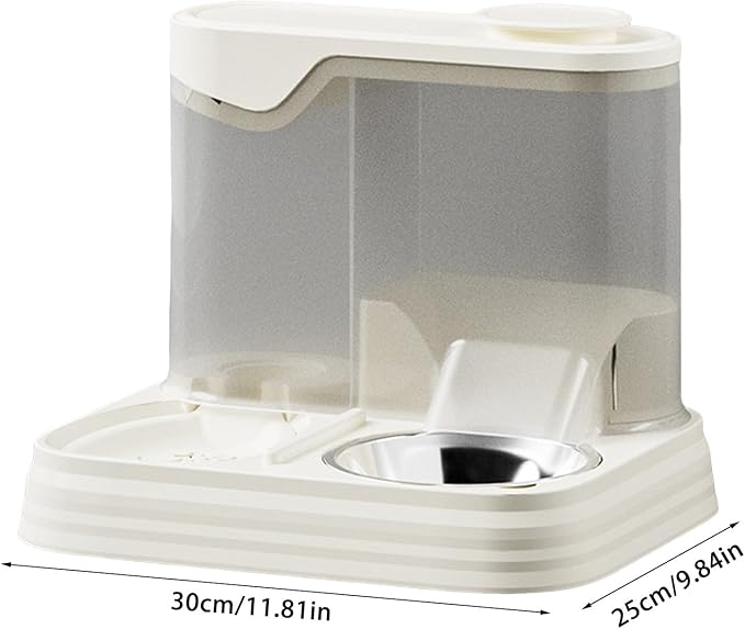 Automatic Pet Feeder and Water Dispenser Set Large Capacity Smart Food Dispensing Bowl for Dogs Cats Animals Indoor Use(White)