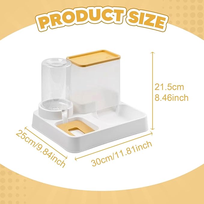 Automatic Pet Feeder 2 in, Feeder & Water Dispenser, Anti-Overturning, 2.8L Food & 1L Water Capacity (1L / 33.8 fl oz)