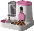 2-in-1 Automatic Feeder & Water Dispenser, Automatic Dog Water Dispenser for Small to Medium Dogs Cats, Large Capacity (Pink)