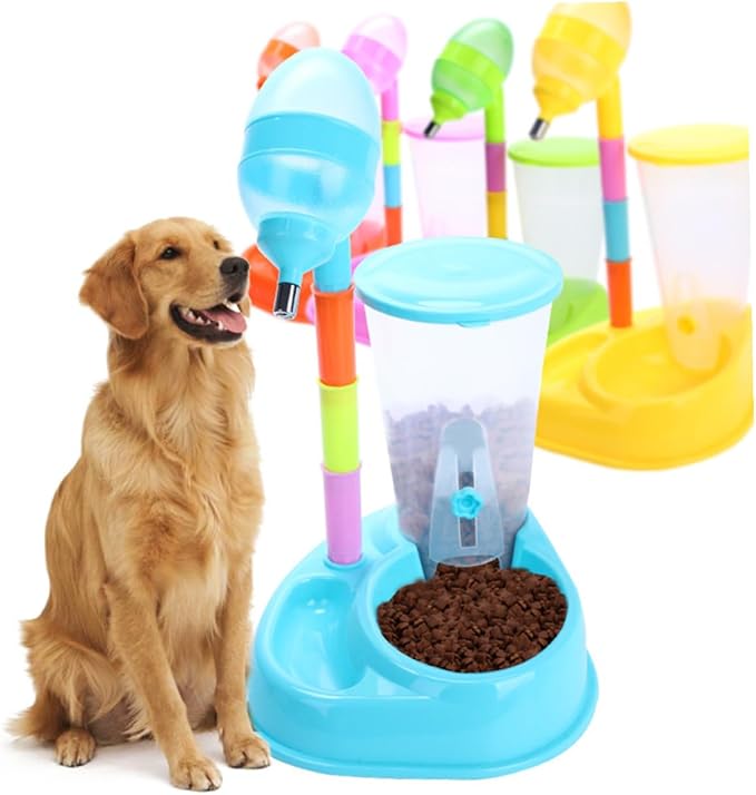 Automatic Dual-Function Pet Waterer and Food Feeder Gravity Dispenser for Dogs and Cats Large Capacity Plastic Design Easy-Maintenance Sky Blue Pet Water Dispenser