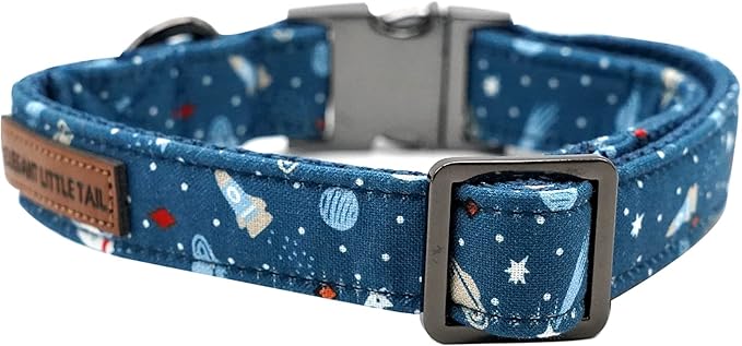 Elegant little tail Dog Collar, Blue Universe Pattern Pet Collar Durable Cute Dog Collars Male Pet Gift Adjustable Dog Collar for X-Large Dogs