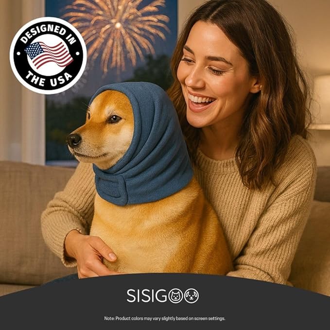 Dog Calming Hoodie – No Shake Ear Wraps for Dogs – Adjustable Dog Ear Muffs for Noise Protection – Ear Wrap Head Cover for Anxiety Relief, Hematoma, Grooming & Force Drying (Light Gray, M)