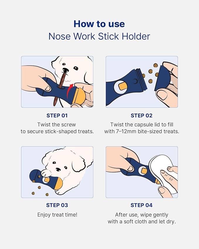 PETHROOM Nosework Stick Holder – Interactive Dog Treat Holder & Mental Stimulation Toy, Secure Snack Dispensing for Nose Work Play, Navy