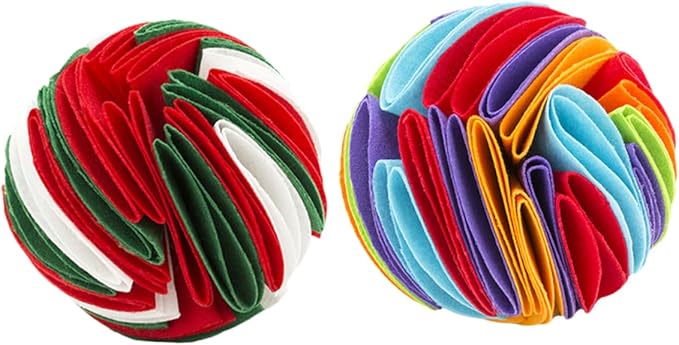Didiseaon 2pcs Pet Dog Sniff Training Balls Interactive Snuffle Toy for Puppies Chewing Fun Encourages Foraging Skills Diameter White Red Green