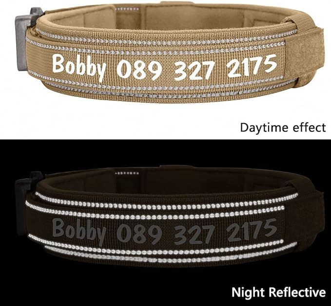 Personalized Large Dog Collar Military Tactical Dog Collar Custom Reflective Pet Collars for Medium Large Dogs German Shepard Yellow XL
