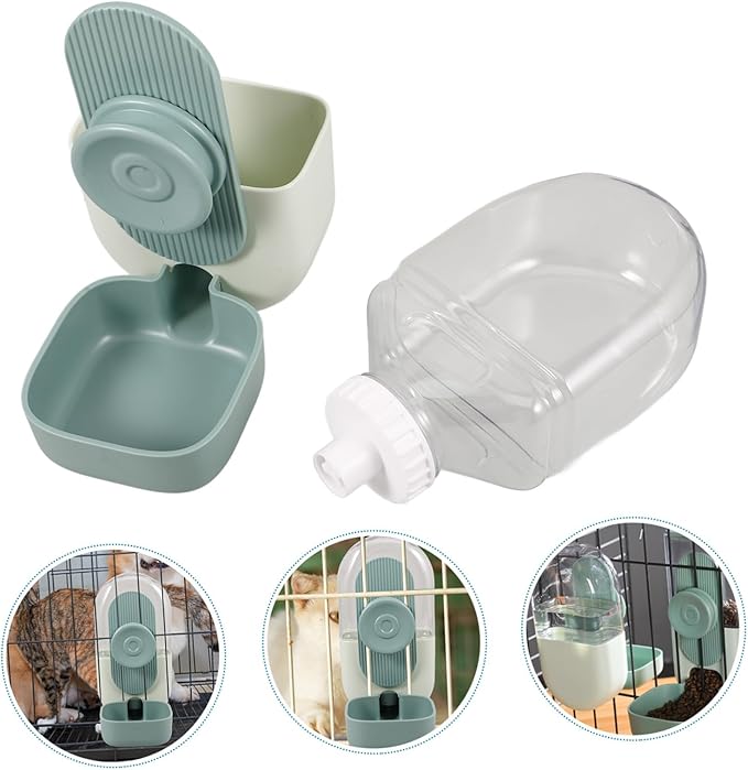 POPETPOP 5pcs Pet Water Dispenser Automatic for Dogs and Cats Hanging Design for Cages No-Leak System Mint Green Convenient Water Bottle for Pets