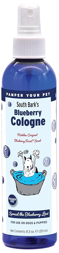 Showseason Animal Products South Bark's Original Blueberry Dog Cologne 8.5 oz. | Dog Perfume Long Lasting | Deodorizing Spray | Same Scent As The Famous Blueberry Facial®